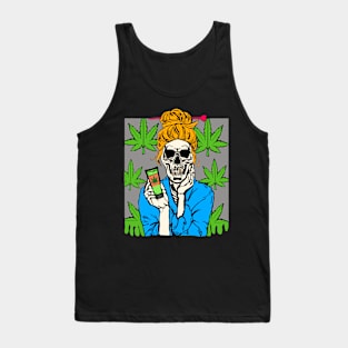 cannabis skull  funny design Tank Top